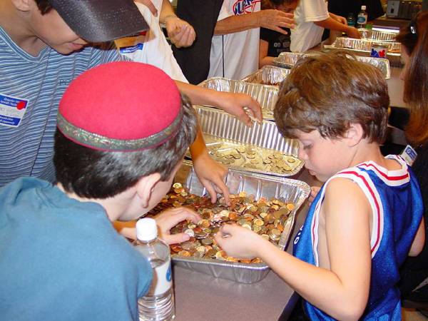 Children are sorting the money